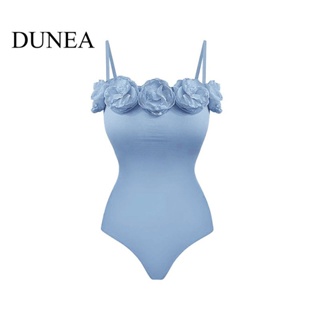 Dunea ชุดว่ายน้ําวันพีช แฮนด์เมด สีฟ้ากุหลาบ สไตล์วินเทจ สําหรับผู้หญิง