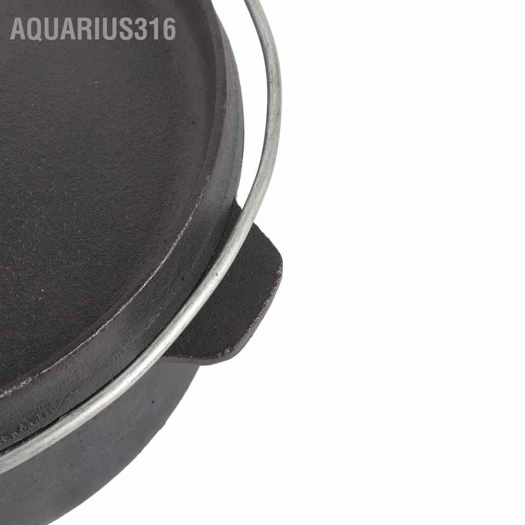 aquarius316-หม้อตั้งแคมป์เหล็กหล่อปรุงรสป้องกันการติดหม้อทำอาหารกลางแจ้งพร้อมฝาปิดสำหรับปิคนิคเดินป่าบาร์บีคิว