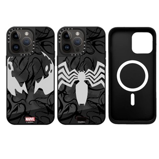 Casetifg เคสโทรศัพท์มือถือ ซิลิโคนแข็ง กันกระแทก ลาย Marvel Spider Man Venom พร้อมกล่องชาร์จแม่เหล็ก คุณภาพสูง สําหรับ iPhone 14 12 13 Pro Max