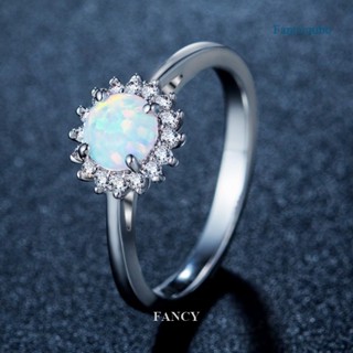 Fancy แหวนโอปอล หินโอปอล คริสตัลธรรมชาติ หรูหรา เครื่องประดับ สําหรับผู้หญิง 1 ชิ้น