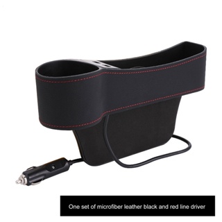Tl กล่องเก็บของ หนัง อเนกประสงค์ พร้อมช่องใส่แก้ว ชาร์จ USB สําหรับวางโทรศัพท์มือถือ กระเป๋าสตางค์ กุญแจ ช่องว่างเบาะรถยนต์