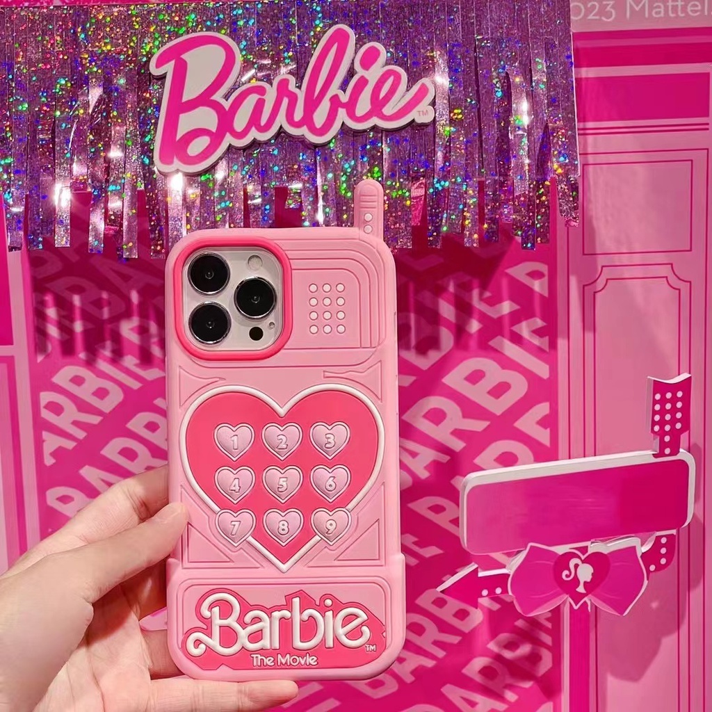 เคสโทรศัพท์มือถือ-ซิลิโคนนิ่ม-กันกระแทก-ลายบาร์บี้น่ารัก-สีชมพู-สําหรับ-iphone-14-14promax-14pro-13-13promax-13pro-12-12promax-12pro-11-11promax