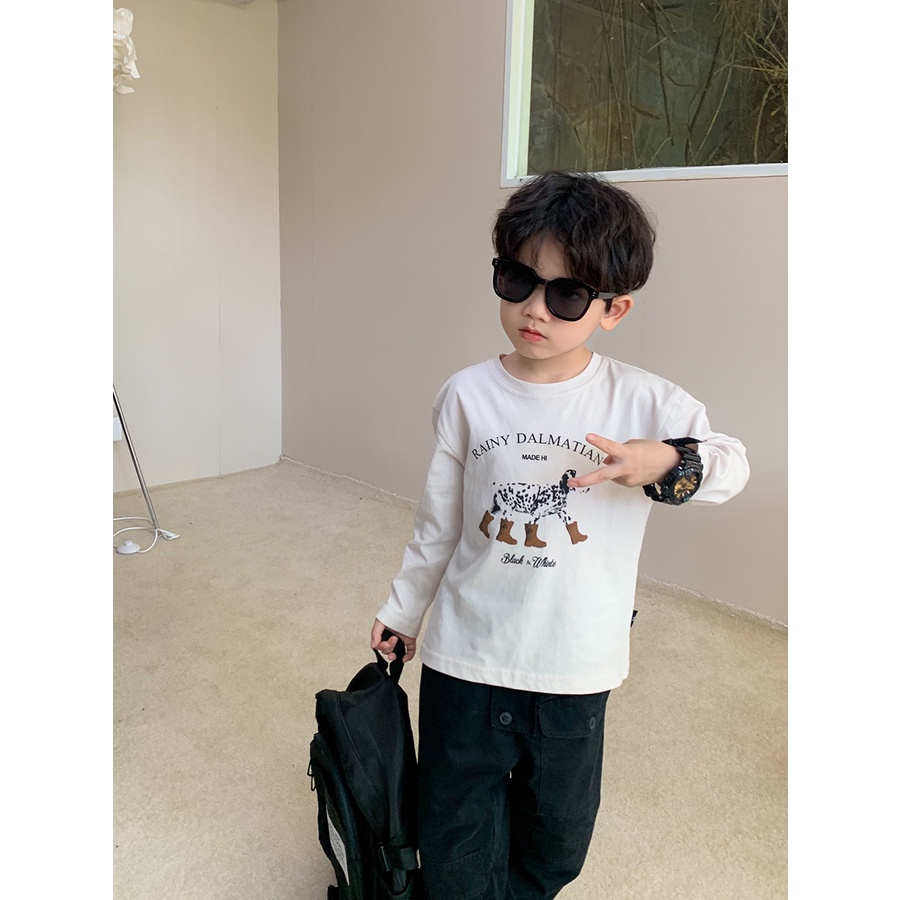 เสื้อยืดคอกลม-แขนยาว-ผ้าฝ้ายแท้-สไตล์เกาหลี-สําหรับเด็ก-90-150-ซม