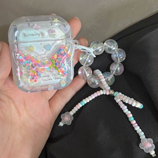 เคสหูฟัง ประดับเลื่อม รูปผีเสื้อ พร้อมจี้โบว์ หลากสี สําหรับ AirPods Pro 2 2nd 3 2 1