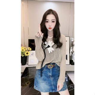 เสื้อกันหนาวแขนยาว ทรงหลวม ลายดอกไม้ สามมิติ เข้ากับทุกการแต่งกาย แฟชั่นฤดูร้อน สําหรับผู้หญิง