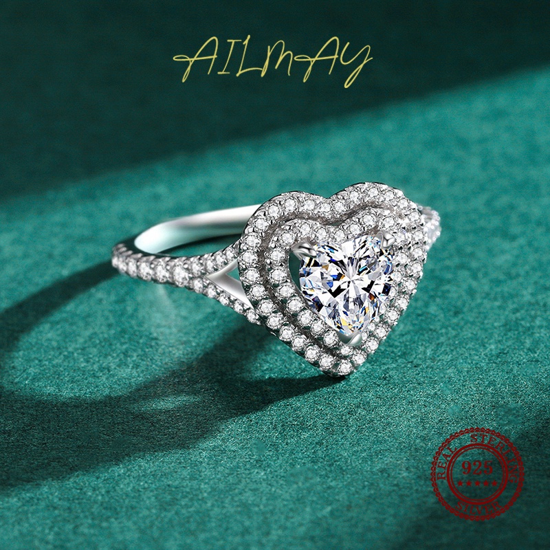 ailmay-แหวนเงินแท้-925-รูปหัวใจ-หรูหรา-โรแมนติก-เครื่องประดับแฟชั่น-สําหรับผู้หญิง-งานแต่งงาน