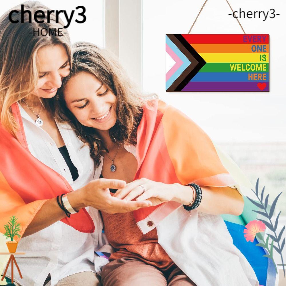 cherry3-ป้ายไม้-welcome-here-สีรุ้ง-สําหรับแขวนประตู