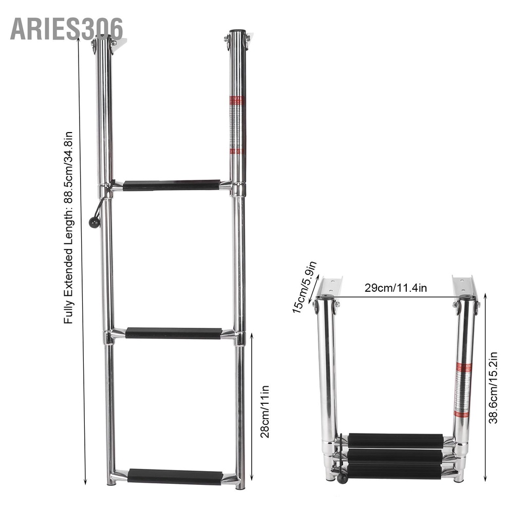 aries306-บันไดดาดฟ้า-3-ขั้น-telescoping-บันไดแพลตฟอร์มพับได้-304-ทางลาดเรือสแตนเลส