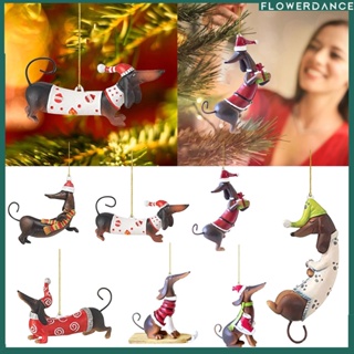 Dachshunds Dog Christmas Tree Ornament จี้ต้นคริสต์มาสห้อยจี้ Plush Craft สำหรับ Christmas Holiday Party Home ดอกไม้