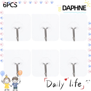 Daphne ตะขอแขวน แบบสุญญากาศ สีโปร่งใส มีกาวในตัว สําหรับห้องครัว 6 ชิ้น