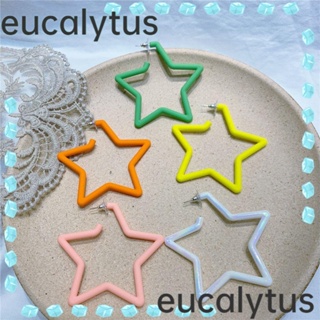 Eucalytus1 ต่างหูห่วง รูปดาว เรขาคณิต เรืองแสง หลากสี เครื่องประดับแฟชั่น สไตล์วินเทจ สําหรับผู้หญิง