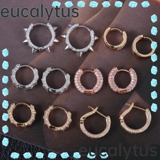 Eucalytus1 ต่างหูห่วง ประดับเพทาย เพทาย เครื่องประดับแฟชั่น