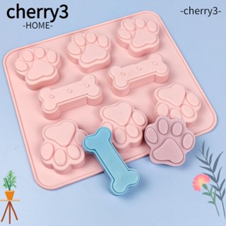 Cherry3 แม่พิมพ์ซิลิโคน ลายการ์ตูนอุ้งเท้าแมว สุนัข สีชมพู สําหรับทําคุกกี้ เบเกอรี่