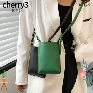 Cherry3 กระเป๋าสะพายข้าง กระเป๋าถือ หนัง PU น้ําหนักเบา สีพื้น แฟชั่นสําหรับสตรี