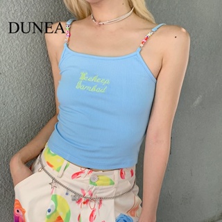 Dunea เสื้อกล้ามครอป ปักลายตัวอักษร เซ็กซี่ แฟชั่นฤดูร้อน สําหรับผู้หญิง