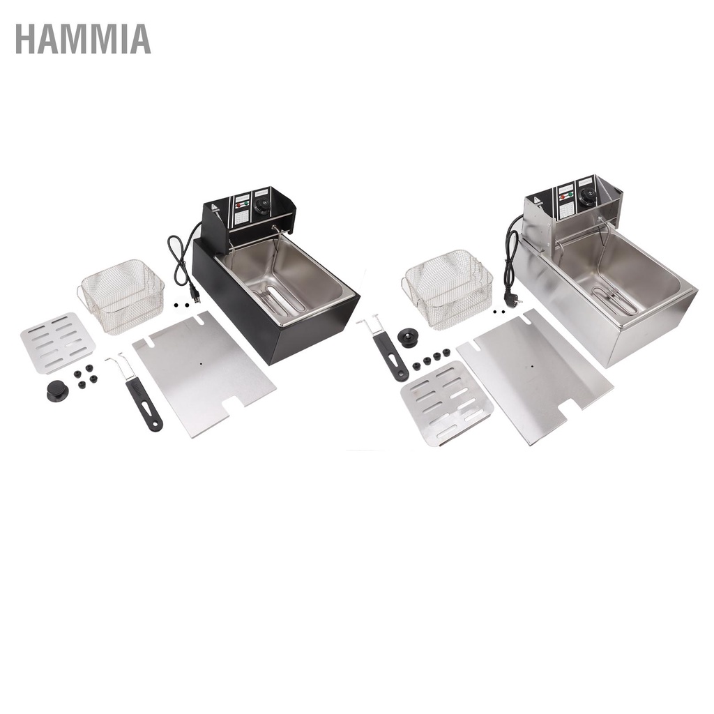 hammia-หม้อทอดไฟฟ้าสแตนเลสกระบอกเดียวตะแกรงเดี่ยว-6l-หม้อทอดไฟฟ้าแบบจุ่มสำหรับไก่ทอดเฟรนช์ฟรายส์