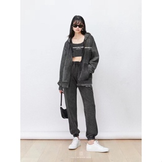 S1UT Alexa * r W * g AW 2023 autumn and winter New vest casual trousers zipper hooded sweater coat letter printing three-piece set for women
