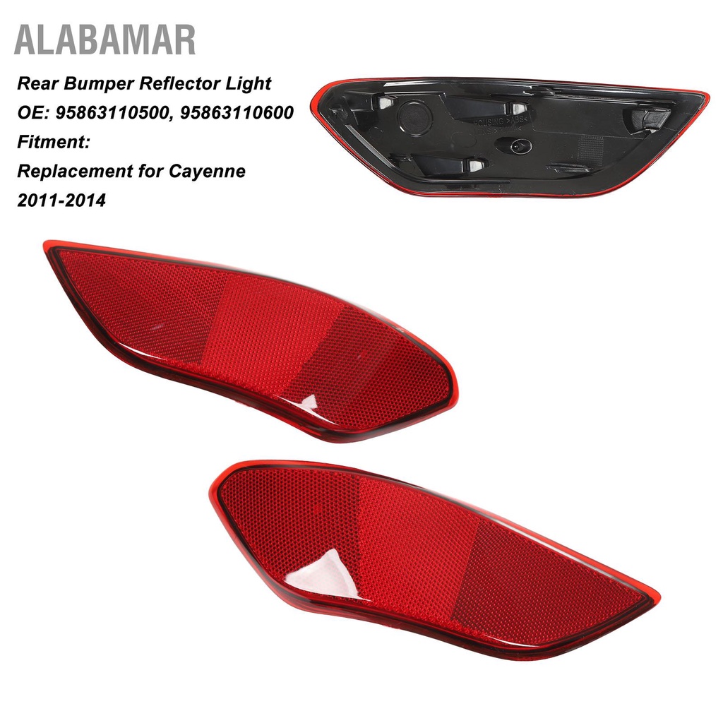 alabamar-2pcs-ด้านหลังกันชนสะท้อนแสง-95863110500-ไฟท้ายรถเตือนเปลี่ยนสำหรับ-cayenne-2011-2014-สีแดง