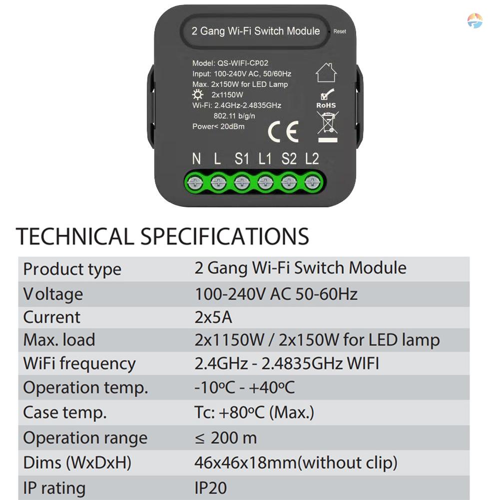 fash-qs-wifi-cp02-tuya-wifi-โมดูลสวิตช์อัจฉริยะ-แปลงไฟ-2-ช่อง-ควบคุมผ่านแอพโทรศัพท์มือถือ