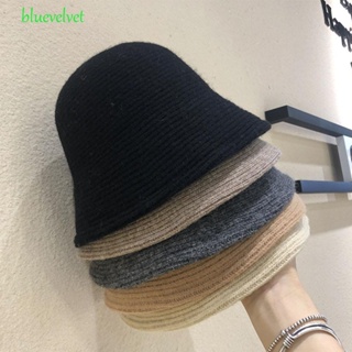 Bluevelvet หมวกบักเก็ต ผ้าวูลถัก แฟชั่นฤดูใบไม้ร่วง ฤดูหนาว สําหรับผู้หญิง