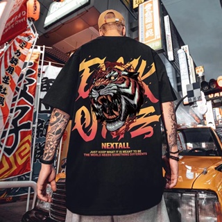 Chinese Style Retro Street Wear Tiger Head Short-Sleeved T-Shirt Men Women Couple National Trendy Large Size Loose _03