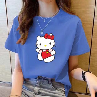 เสื้อยืดคอกลม แขนสั้น พิมพ์ลายการ์ตูน ทรงหลวม สไตล์เกาหลี แฟชั่นสําหรับผู้หญิง