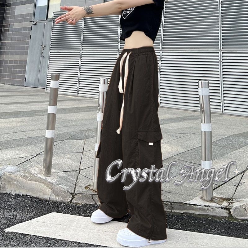 crystal-กางเกงขายาว-กางเกงเอวสูง-กางเกงคาร์โก้-กางเกงขายาวผู้หญิง-2023-ใหม่-040314