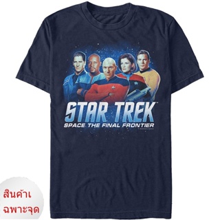 เสื้อยืดคอวีผู้ชาย Fifth Sun Mens Star Trek Captain Groupshot T-Shirt men เสื้อ ยืด ผู้ชาย คอกลม โอเวอร์ ไซส