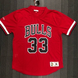 เสื้อกีฬาบาสเก็ตบอลแขนสั้น ลายทีม BS1 NBA Jersey ChicagoBulls Pippen No.33 พลัสไซซ์ SB1