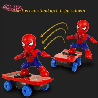 Bo Spider-Man Music ของเล่นของขวัญวันเกิดสําหรับเด็ก ฟิกเกอร์แอกชัน อะนิเมะ อิเล็กทรอนิกส์ เพลง สไปเดอร์แมน ของเล่นเด็ก รถของเล่น รถผาดโผน สกูตเตอร์ พลิกอัตโนมัติ