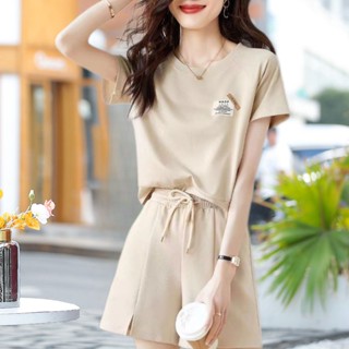พร้อมส่ง ใหม่ ชุดกีฬา เสื้อแขนสั้น กางเกงขาสั้น สไตล์ฮ่องกง แฟชั่นฤดูร้อน สําหรับผู้หญิง 2023 G7JG