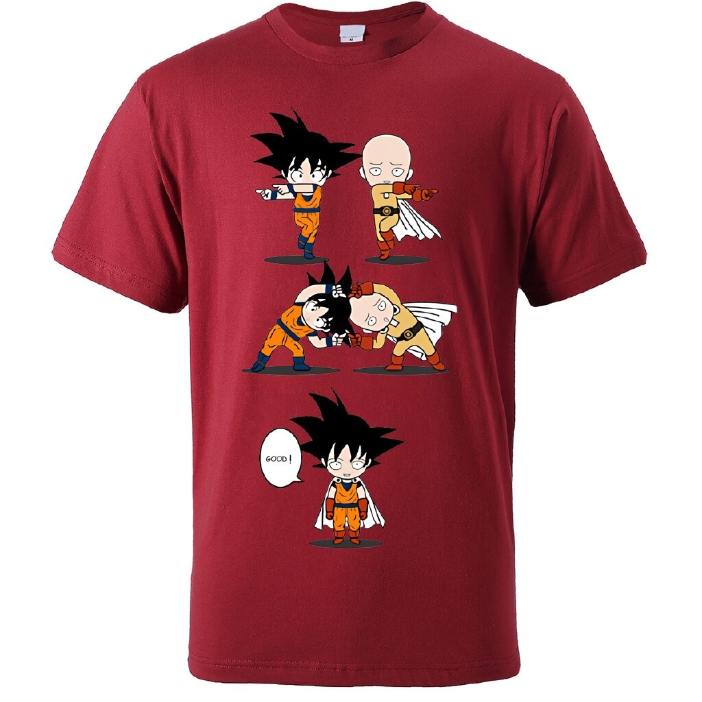 good-yfเสื้อยืดแขนสั้นone-punch-man-and-dragon-ball-t-shirt-cartoon-streetwear-japan-anime-men-t-shirts-summer-male-top