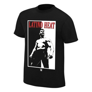 GOOD YFเสื้อยืดผ้าฝ้ายพิมพ์ลายขายดี เสื้อยืดผ้าฝ้าย 100% พิมพ์ลาย Wwe Eddie Guerrero "Addicted To The Heat" โอเวอร์ไซซ์