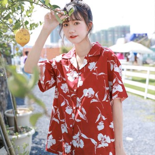 เสื้อเชิ้ตแขนสั้น พร้อมส่ง สไตล์เกาหลี เชิ้ตทรง oversize เนื้อผ้าเบาบางใส่สบาย แมทซ์ง่าย