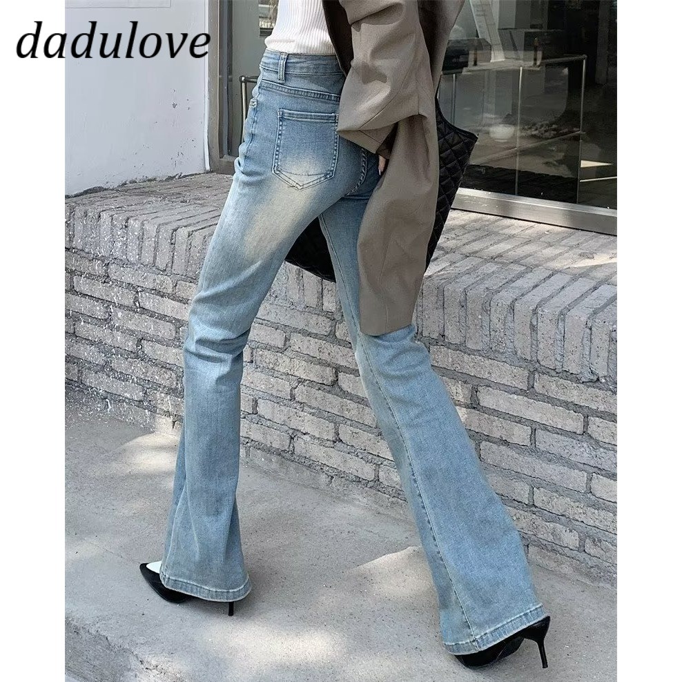 dadulove-new-korean-version-of-ins-washed-jeans-womens-high-waist-elastic-micro-flared-pants-large-size-trousers