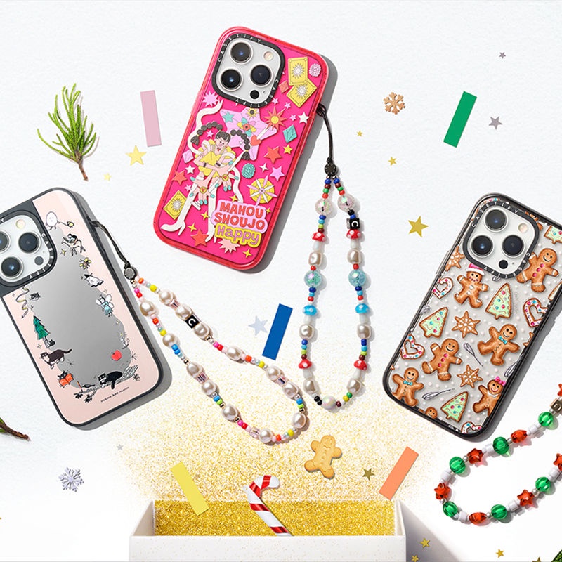 phone-straps-casetify-สายคล้องโทรศัพท์มือถือ-ประดับไข่มุก-รูปเห็ด-หมี-หลากสีสัน