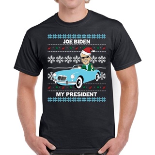 คอลูกเรือเสื้อยืดคอกลมราคาถูก เสื้อยืด พิมพ์ลาย Joe Biden My President Christmas ของขวัญทางการเมือง สําหรับผู้ชายผ้าฝ้าย