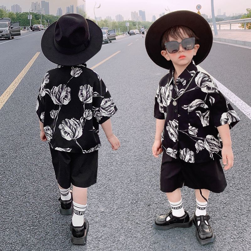 พร้อมส่ง-ขายดี-ชุดเสื้อแขนสั้น-กางเกงขาสั้น-ลายดอกไม้-สองชิ้น-แฟชั่นเกาหลี-ญี่ปุ่น-สําหรับเด็กผู้ชาย-และเด็กผู้หญิง-2023