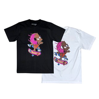 พร้อมส่ง ผ้าฝ้ายบริสุทธิ์ QUITEWELL 185-1-2 FIFTH Sk8 เสื้อยืดสีดำ และ ขาว T-shirt