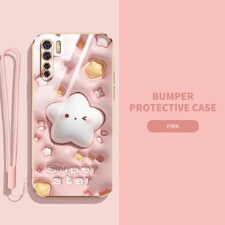 เคสโทรศัพท์มือถือแบบนิ่ม TPU กันกระแทก ลายเอฟเฟคภาพ 3D พร้อมสายคล้องมือ หรูหรา สําหรับ OPPO Reno3 Reno3 Pro Reno4 Reno4 Z A91 F15