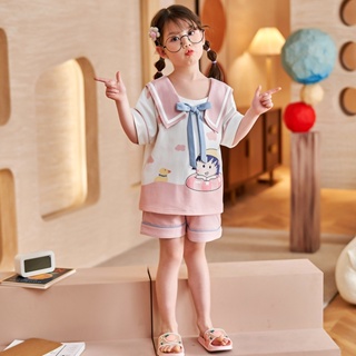 Summer new short-sleeved cotton Chibi Maruko childrens pajamas Thin cute cartoon childrens home clothes
