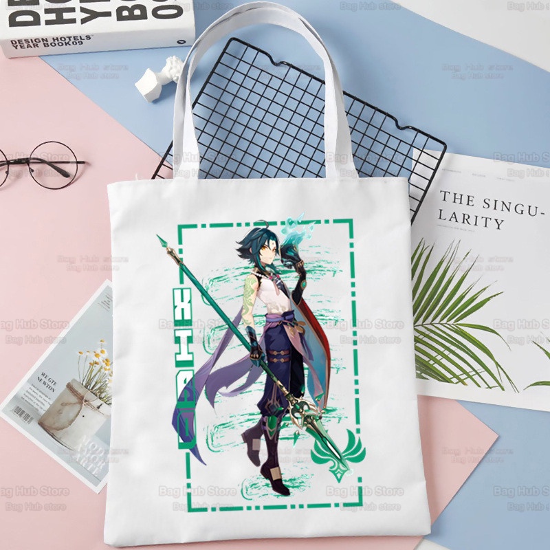 กระเป๋าถือ-กระเป๋าช้อปปิ้ง-ลายการ์ตูนอนิเมะ-genshin-impact-xiao-game-cgtg