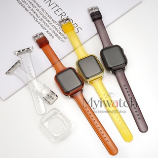 【Set】สายนาฬิกาข้อมือ Tpu แบบใส พร้อมเคสเจลลี่ สําหรับ iWatch Band 45 มม. 41 มม. 44 มม. 40 มม. 38 มม. 42 มม. iWatch series S8 7 3 5 6 SE 4 2 1