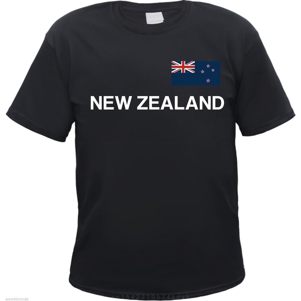 ดูดีนี่-เสื้อยืดสไตล์เกาหลี-เสื้อยืดนิวซีแลนด์-สีดํา-ธงกดดันนิวซีแลนด์เวลลิงตัน