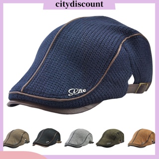 &lt;citydiscount&gt; หมวกเบเร่ต์ ผ้าฟลีซ แบบหนา หัวเข็มขัดปรับได้ สไตล์อังกฤษ สําหรับผู้ชายวัยกลางคน