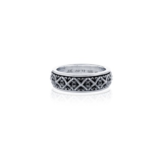 Athenas Spear Spinner Ring แหวนเงินแท้ 925 แกะมือขัดเงาลงดำ ลายหอกไขว้ของเทพอาธีนายุคกลางสุดเท่ แบบแหวนหมุนได้