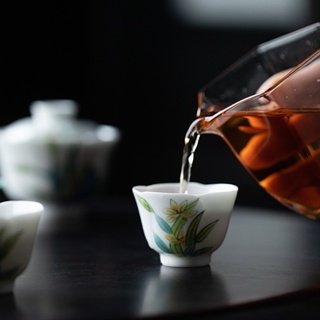 Narcissus Orchid Tea Cup [Huayun] ชุดถ้วยชาเซรามิก สไตล์ญี่ปุ่น สําหรับครัวเรือน