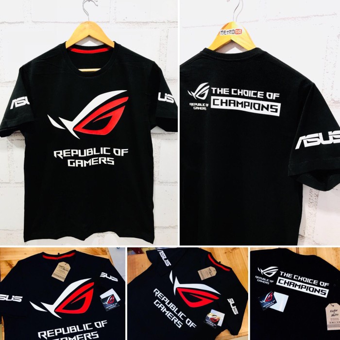 เสื้อยืดผ้าฝ้ายพรีเมี่ยม เสื้อยืด พิมพ์ลาย Asus ROG CHAMPIONS REPUBLIC ...