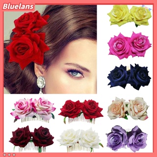 【 Bluelans 】หวีผมจําลอง รูปดอกกุหลาบ กันลื่น สําหรับตกแต่งผม งานแต่งงาน
