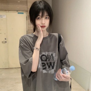 SLOY100% ผ้าฝ้ายแขนสั้นเสื้อยืดผู้หญิง 2023 ฤดูร้อนใหม่นักเรียนเกาหลีรุ่นหลวมด้านบนน้ำเข้าทุกชุด